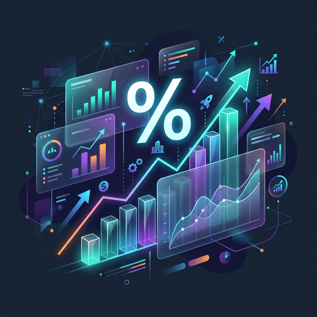 Visualizing business data and math logic using a vibrant percentage sign